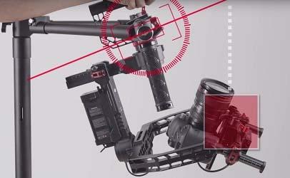 Adjust by unlocking the red locks on the side of the top Gimbal bar.