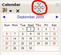 Under Blocks, click on Add and select Calendar. You will see a calendar at the bottom of the column.