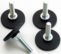They are secured with an M10 studs and have a foot diameter of 38mm. Supplied in a kit.