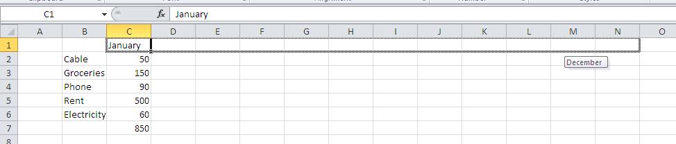 8 Introduction to Excel 2010 AutoFill It s always a good idea to label the data you enter into a spreadsheet.