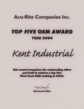 KENT USA in partnership with ACU-RITE AWARDS Easy-to-use conversational CNC with advanced features for maximum