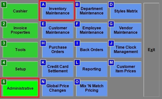 Select Administrative then, Inventory Maintenance. 2. Select an item. 3.