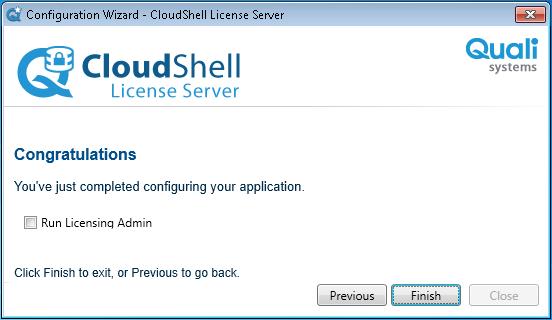 4. Complete each step of the CloudShell License Server Configuration Wizard.