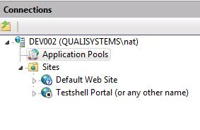 Configure CloudShell Products 8. Click OK to submit the changes. 9. In the Connections window, right-click Application Pools. 10.