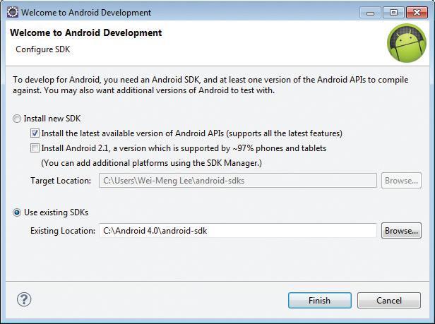 (ADT) Plug in (continue ) NOTE: For each new version of SDK, the installation steps tend to differ slightly.