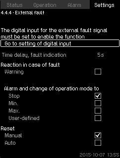 8.7.51 External fault (4.4.4) Fig. 101External fault The function is used when the CU 352 is to be able to receive a fault signal from an external contact.