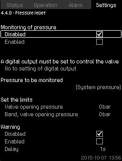 103Pumps outside duty range Valve opening pressure minus band Warning delay Time [sec] TM03 9206 3607 The function gives a warning if the duty point of the pumps moves outside the defined range.