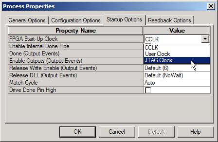 Select the Startup options tab of the Process Properties window.