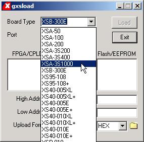 Then click in the Board Type field and select XSA-3S1000 from the drop-down menu since this is the board you