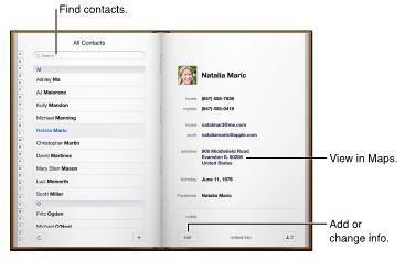 Contacts ipad lets you access and edit your contact list. Add a contact: Tap You cannot add contacts to a directory you re only viewing, such as a Gentiva s Global Address list.