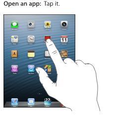 Using Apps You interact with ipad using your fingers to tap, double-tap, swipe and pinch objects on the touch screen.