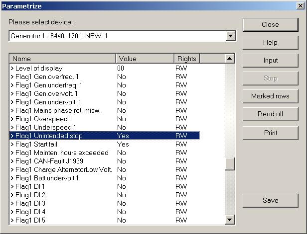 Figure 9-2: Flag configuration default You may assign as many alarms as required to one flag using LeoPC1.