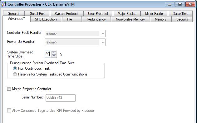 Logix Optimization: Logix Time Slice If you have a continuous task, RSLogix5000 allows you to allocate a System Overhead Time Slice (SOTS), which is a percentage of the CPU s time reserved for