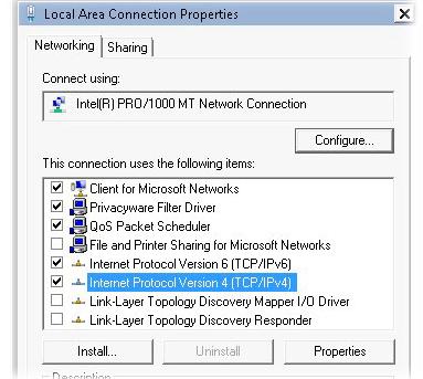 4. Select Internet Protocol Version 4 (TCP/IP) and then click Properties. 5.