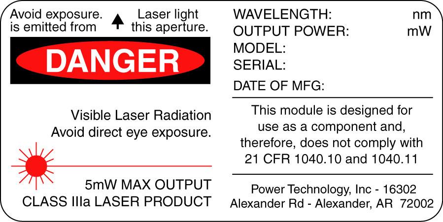 4 The product labels shown below can typically be found near the output optics.