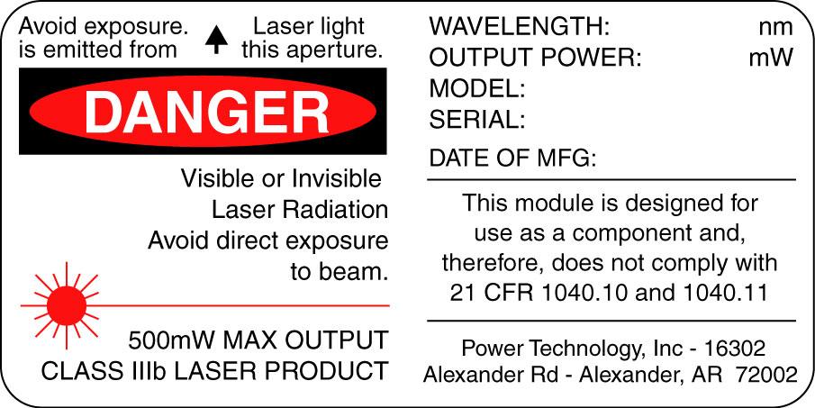 One of the above labels is attached to the laser head.