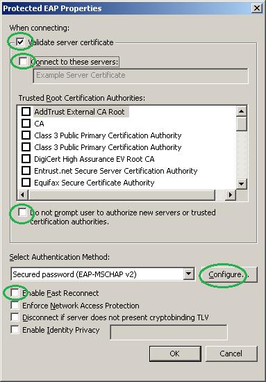 5. In the tab, configure the following: a. Select the Enable IEEE 802.1X authentication option to start the supplicant or clear this option to stop the supplicant. b.