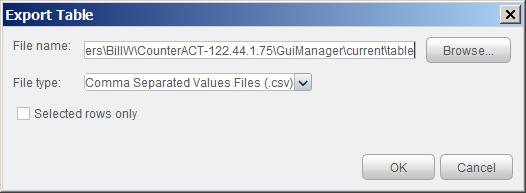 To export MAR entries to a.csv file, use any of the following methods: Select Export from the MAC Address Repository toolbar.