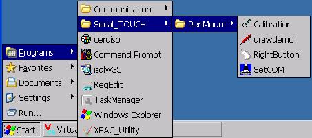 Change the COM Port 1. From the Start menu, click Programs Serial_TOUCH PenMount SetCOM. 2.