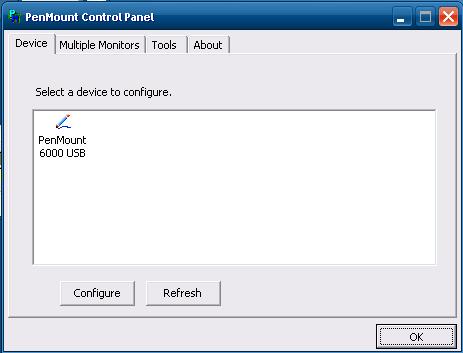 2.4.1.2. Configuration for XP-8000 Calibration 1. From the Start menu, click Programs PenMount Universal Driver PenMount Control Panel. 2.