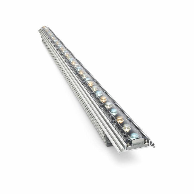 Multiple fixture lengths, beam angles, output levels, and power consumption levels support a large range of façade or surface illumination application.