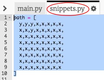To save typing, you can copy the code from snippets.