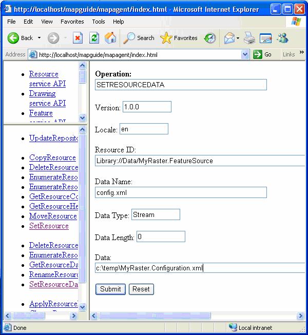 Figure 1 Set Resource Data form 3. In the Resource ID field, type the name of the resource to which you want to add the configuration document.