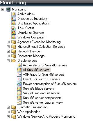 Sun x86 Server Specific Views Sun x86 Server Specific Views Oracle HMC for Operations Manager provides various views that enable you to monitor your discovered Sun x86 servers.