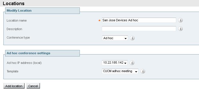 Configuring the TelePresence Conductor 4. Click Add location. Configuring TelePresence Conductor for rendezvous conferences The following tasks are required when configuring rendezvous conferences.