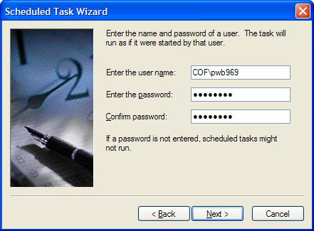 This will need to be updated anytime you change your computer password.