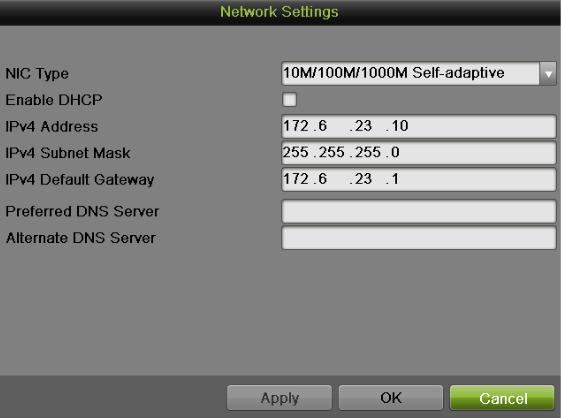 6. You can click the Network button to check the network information and you can configure the network settings in this interface Figure 109 Network Settings Menu To export network packet: By