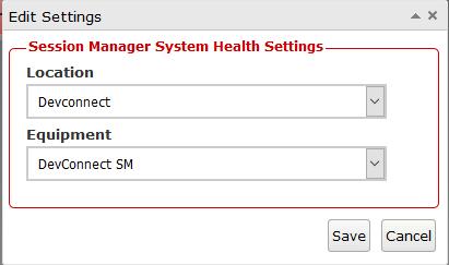 In the Edit Settings window shown below, select the required Location and Equipment from the drop-down menu and click on the Save button.