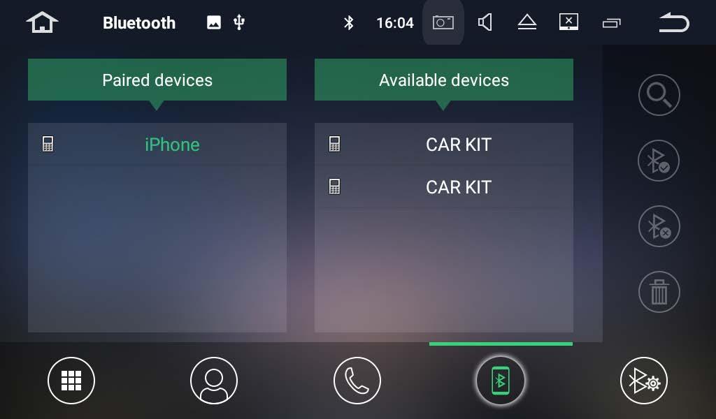 Devices list Tap a device on the Paired