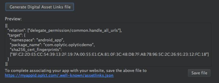 xml file, add the following to the application tag: <application android:allowbackup="false" Next, scroll down to the Associate Website section and tap on the Open Digital Asset Links File Generator
