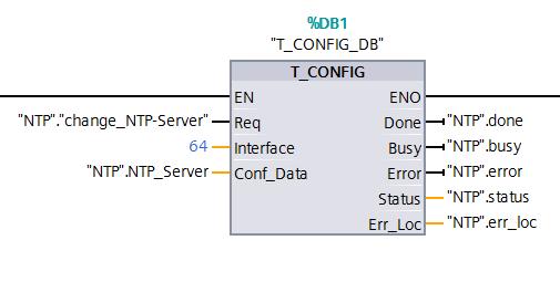 Create a tag of the data type "IF_CONF_NTP" in the global data block "NTP". Figure 11-14 Example: Data block with IF_CONF_NTP 3.
