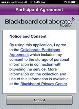 BLACKBOARD COLLABORATE MOBILE APPLICATION REFERENCE GUIDE Joining a Mobile Web Conferencing Session: The first step in joining a Mobile web conferencing session is to visit the appropriate App Store