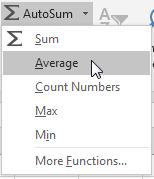 2) Click the AutoSum icon on the Ribbon bar (It is found on the Home and Formulas tabs). Excel will create a Sum function referring to the cells above.