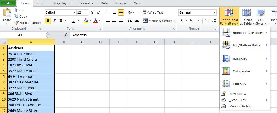 Excel can search data and highlight the duplicate values in a selected range. 1.