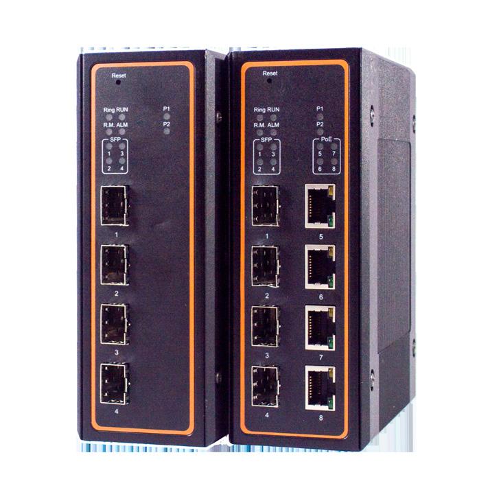 EHG7504 EHG7508 Series 4 or 8-Port Industrial Managed Gigabit PoE Switch FEATURE HIGHLIGHTS Up to 8 10/100/1000 BASE-T(X) RJ45 ports or 1000 BASE-X SFP slots. Up to 8 802.af/ 802.