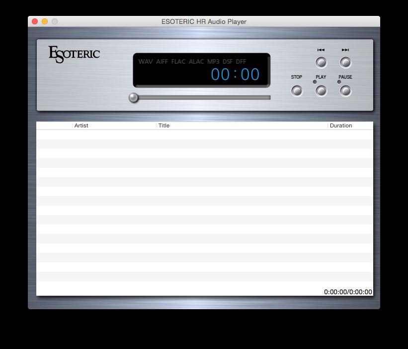 Making settings in Mac (continued) Starting the application Double-click the ESOTERIC HR Audio Player icon inside the Applications folder to launch it.