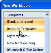 Creating a Workbook from a Template Creating a Workbook from a Template Click Office then click New at drop-down menu.