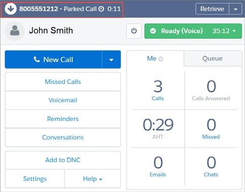 Processing Calls Managing Calls on Hold and Parked Calls Information about the parked call, including duration New call 2 Click New Call, and complete the new (second)
