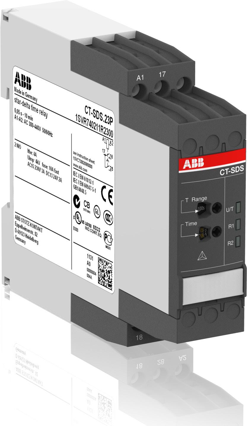 Data sheet Electronic timer CT-SDS. Star-delta change-over with n/o contacts The CT-SDS. is an electronic timer from the CT-S range with Star-delta change-over and 7 time ranges.