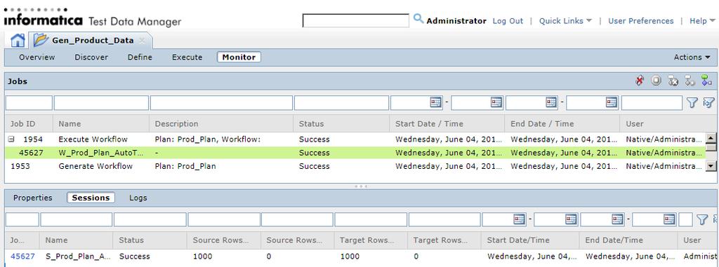 6. Click Execute Workflow. 7. To view the status of the workflow jobs, click Monitor. 8. To refresh the view, click Auto Refresh On. 9.