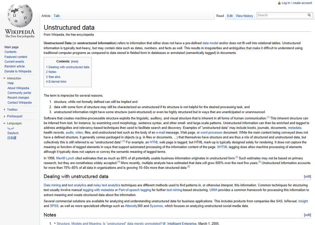 information extraction (IE) techniques can be applied with a certain degree of confidence. For example, figure 1 represents an unstructured web page from Wikipedia.