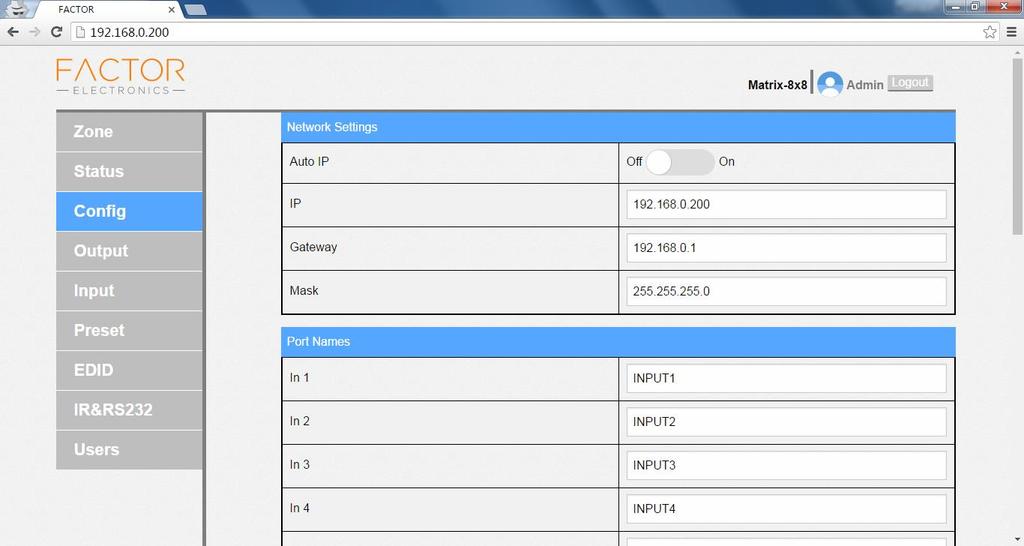 Config Page You can set the DHCP, IP Address, Gateway and Subnet Mask, you can also custom