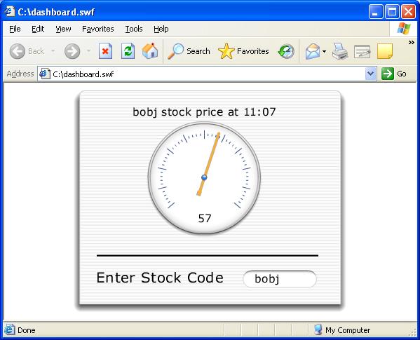 The flash animation is executed within a browser but the stock price never changes due to the security built into Flash (it will not call the web service).