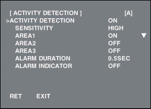 Up to three userdefined detection areas can be selected.