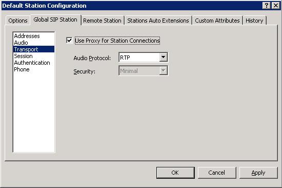 To add the host portion to the station connection address the Use Proxy for Station Connections must be selected in the Default Station