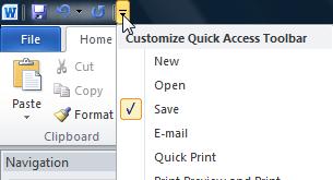 Exercise 4. Customising the Ribbon and Quick Access Toolbar In older versions of Word, most common commands were displayed on toolbars at the top of the screen such as the example below.
